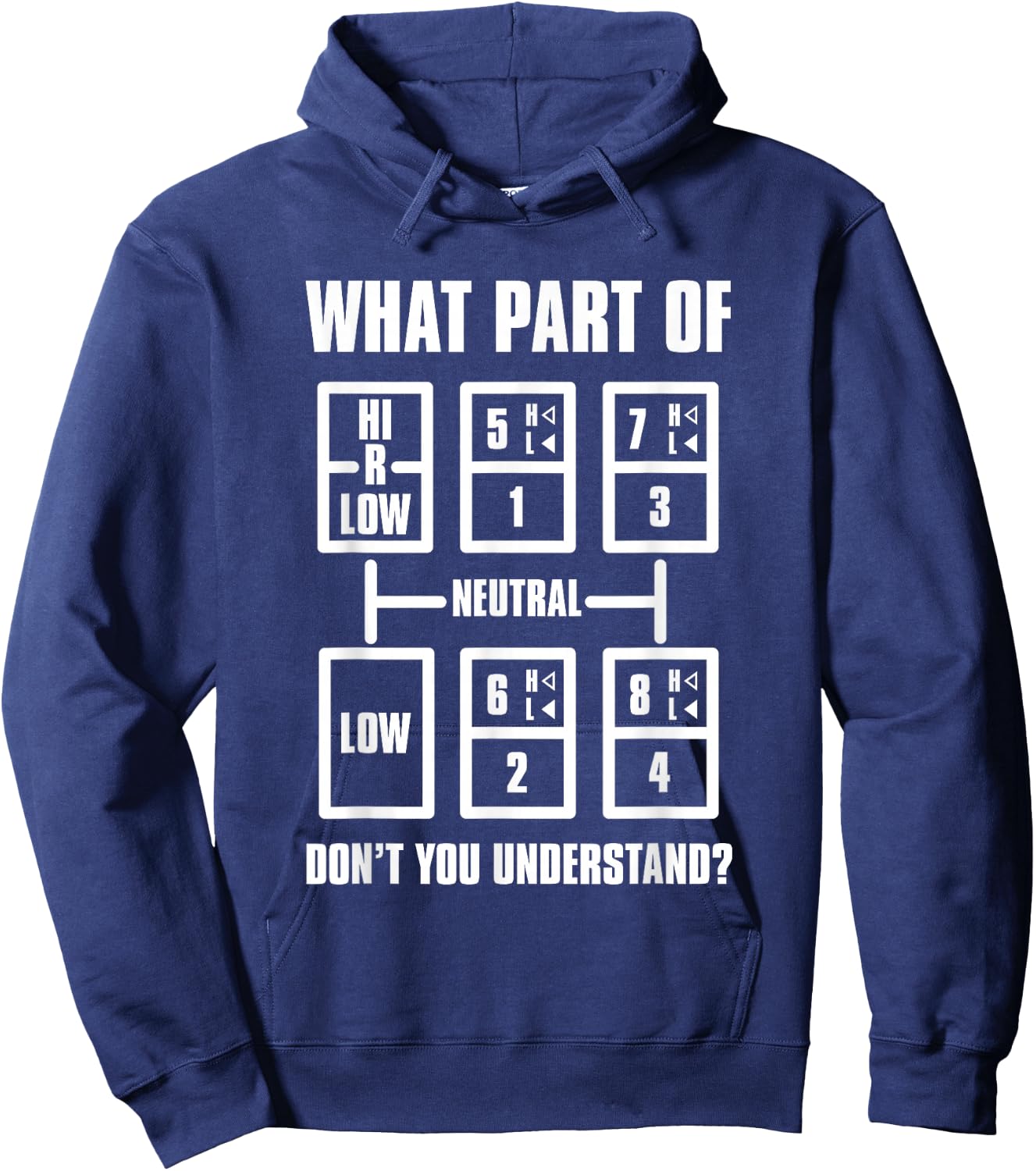Trucker T Shirts - Gear Shift Pattern Hoodie - Hoodie | Navy