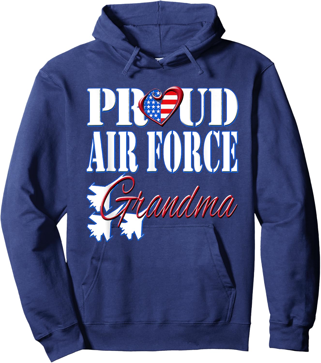 Proud Air Force Grandma Shirt US Heart Military Women. Hoodie - Hoodie | Navy