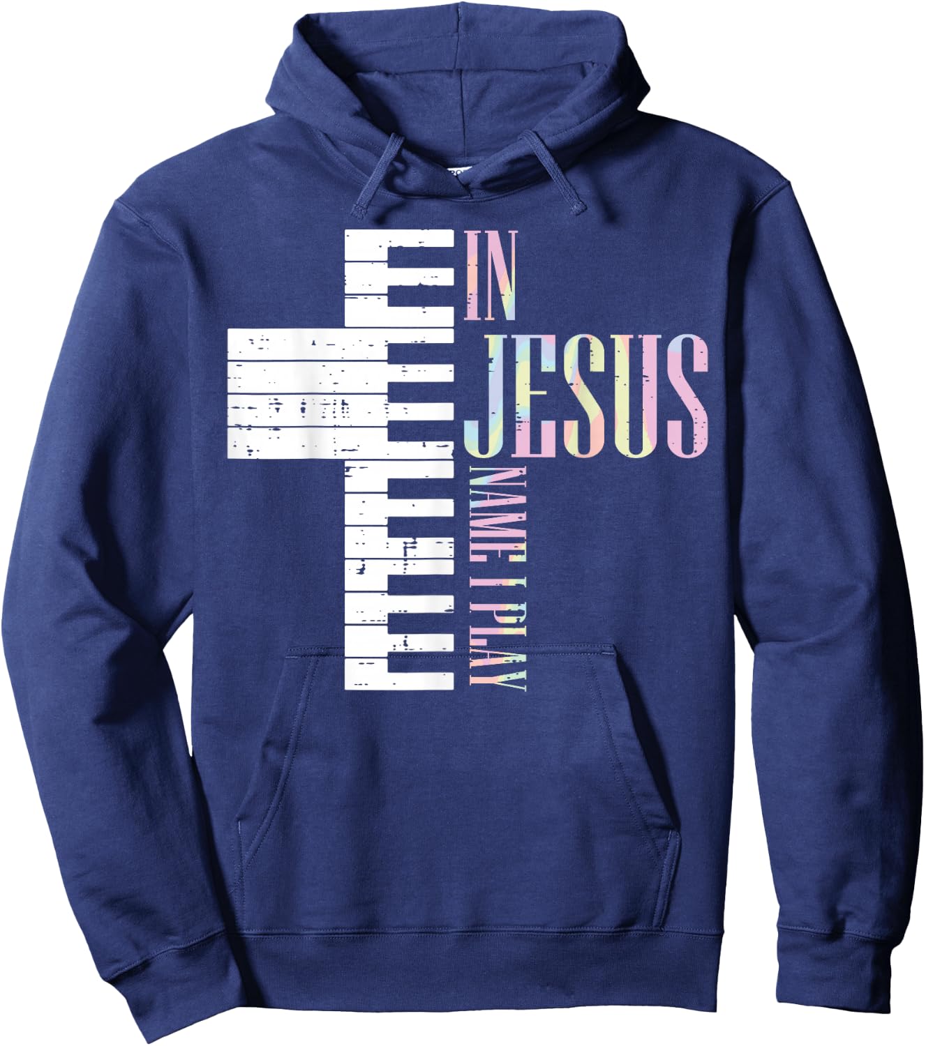 Jesus Name I Play Piano Christian Pianist Men Women Kids Hoodie - Hoodie | Navy