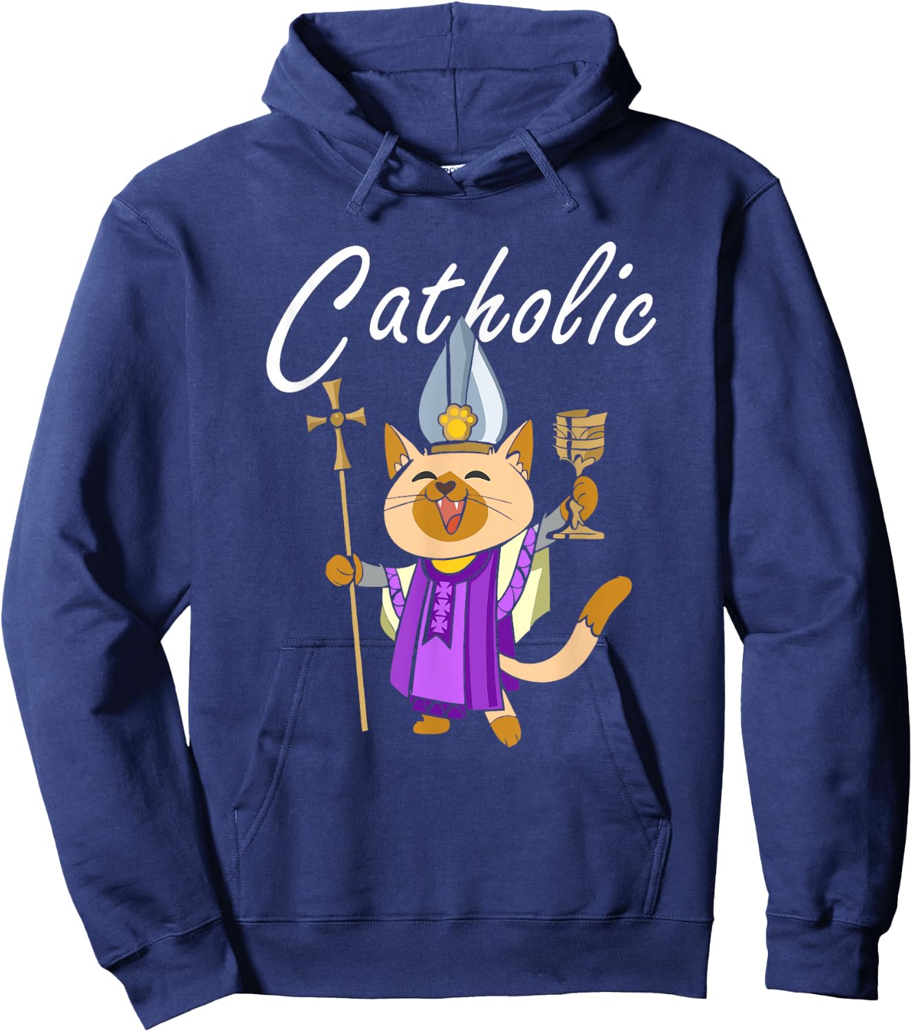 Catholic - Gift Ideas For Christian Catholic Cat Lover Women Kids Hoodie - Hoodie | Navy