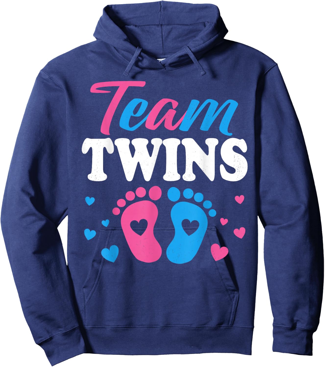 Team Twins Gender Reveal Twin Mom and Dad Boy Girl Hoodie - Hoodie | Navy