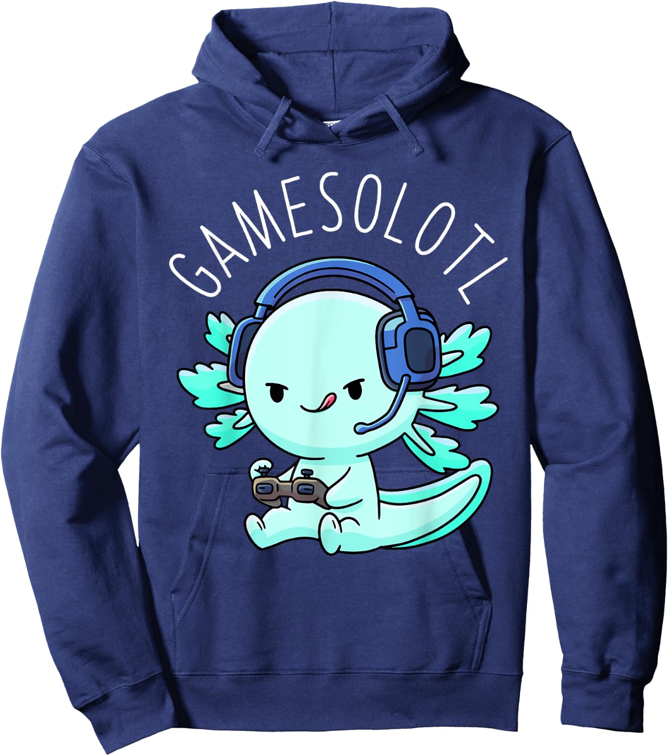 Otaku Lifestyle Threads Shirt Co. Gamesolotl Axolotl Gamer Anime Gifts Kawaii Boys Girls , Black Hoodie - Hoodie | Navy