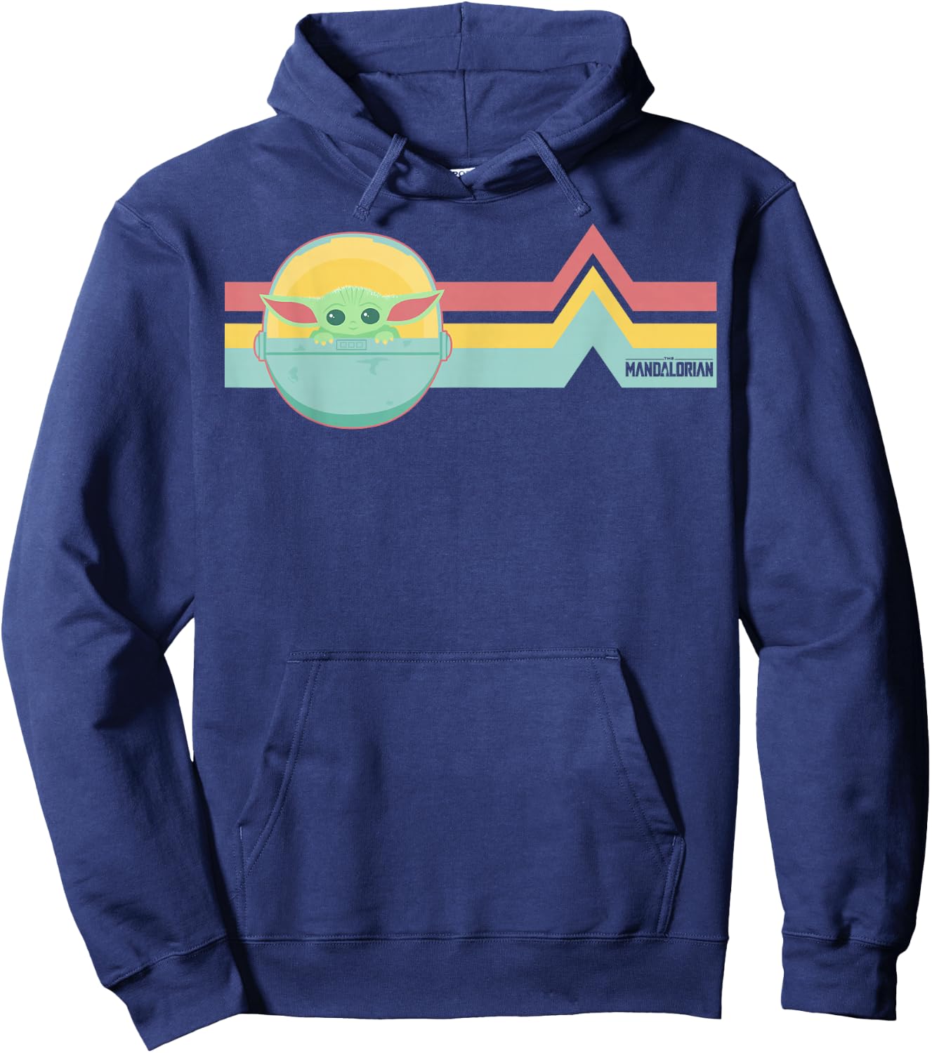 Star Wars The Mandalorian The Child Rainbow Chest Lines Hoodie - Hoodie | Navy