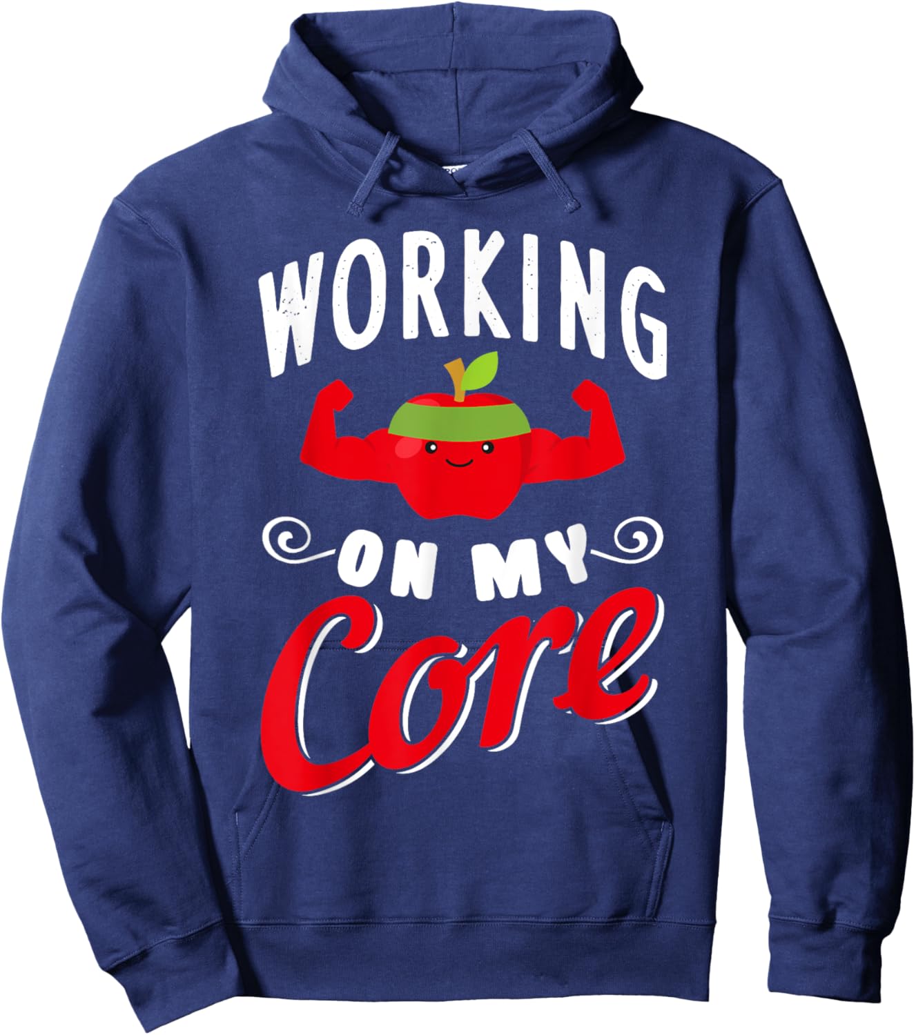 Funny Apple Working Out Fitness Hoodie - Hoodie | Navy