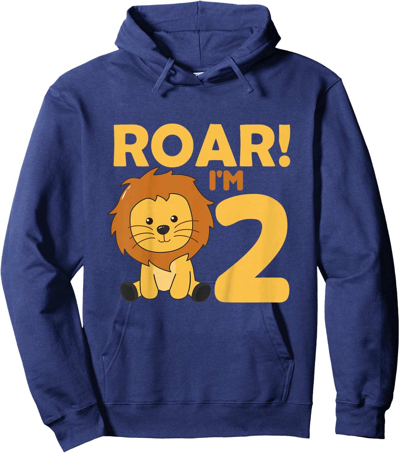 Kids Children 2nd Birthday Lion 2 Years Old Boy Lion Animal King Hoodie - Hoodie | Navy