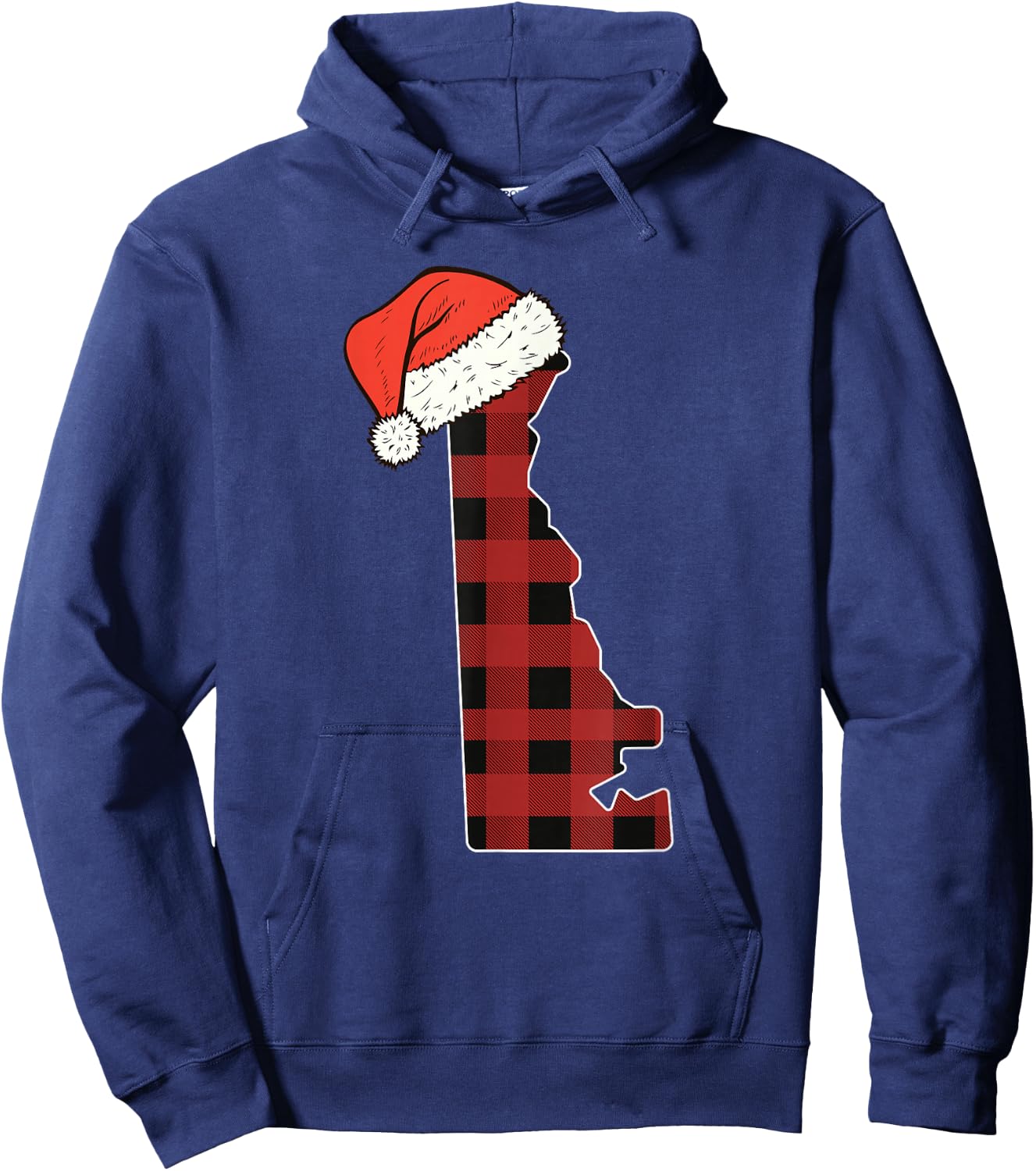 Delaware Plaid Christmas Santa Hat Holiday Matching Design Hoodie - Hoodie | Navy