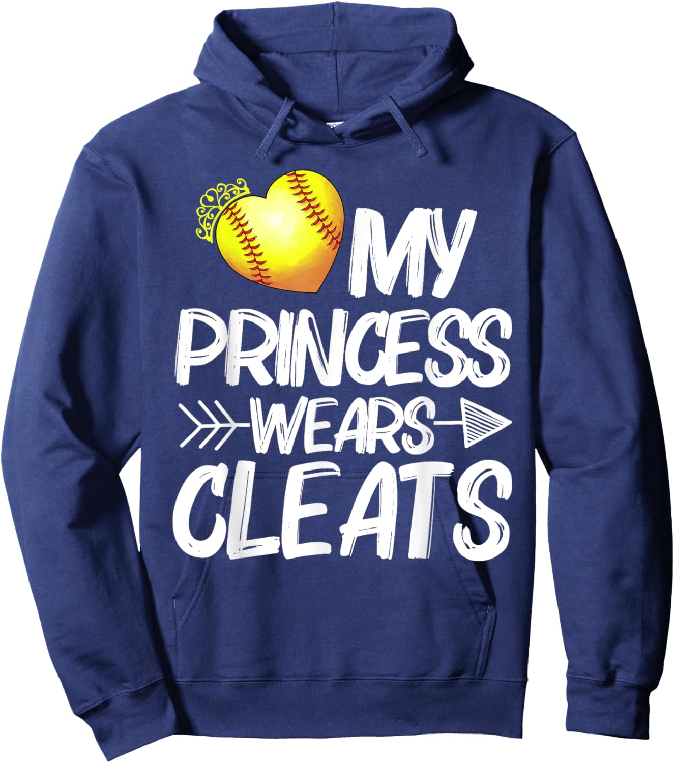 Funny My Princess Wears Cleats Gift Softball Moms Dads Hoodie - Hoodie | Navy