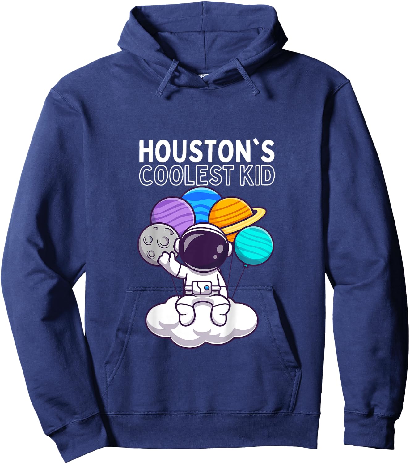 Kids Houston's Coolest Kid Astronaut Balloons Space Hoodie - Hoodie | Navy