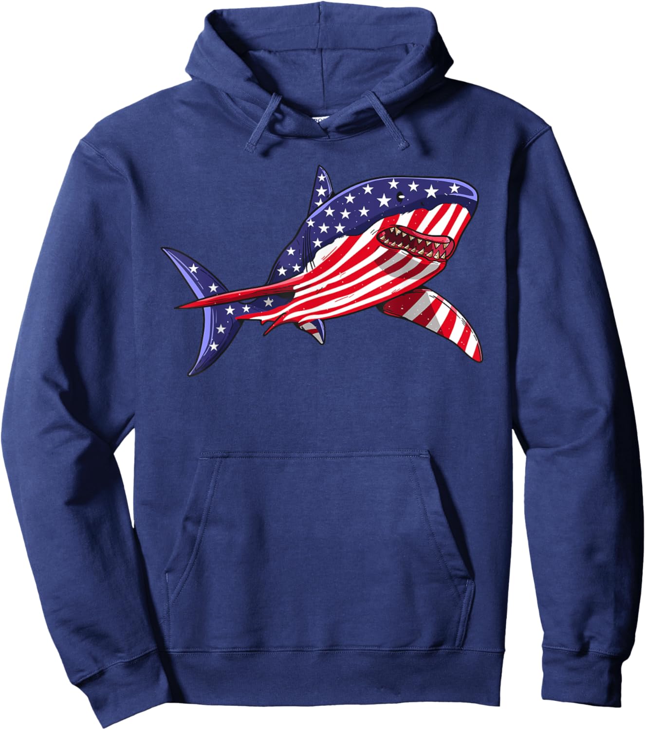 Shark American Flag | Jawsome 4th Of July Kids Boys Hoodie - Hoodie | Navy