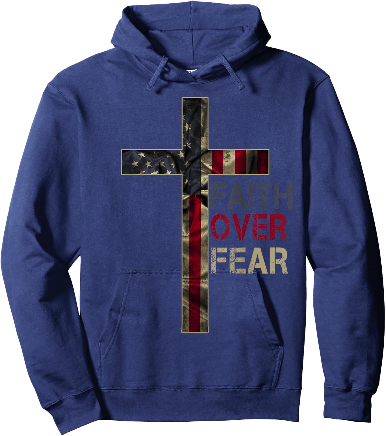 American Patriotic Christians God Faith Faith Over Fear Hoodie - Hoodie | Navy