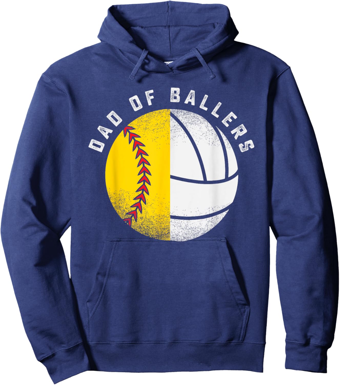 Dad of Ballers Father Son Volleyball Softball Player Coach Hoodie - Hoodie | Navy