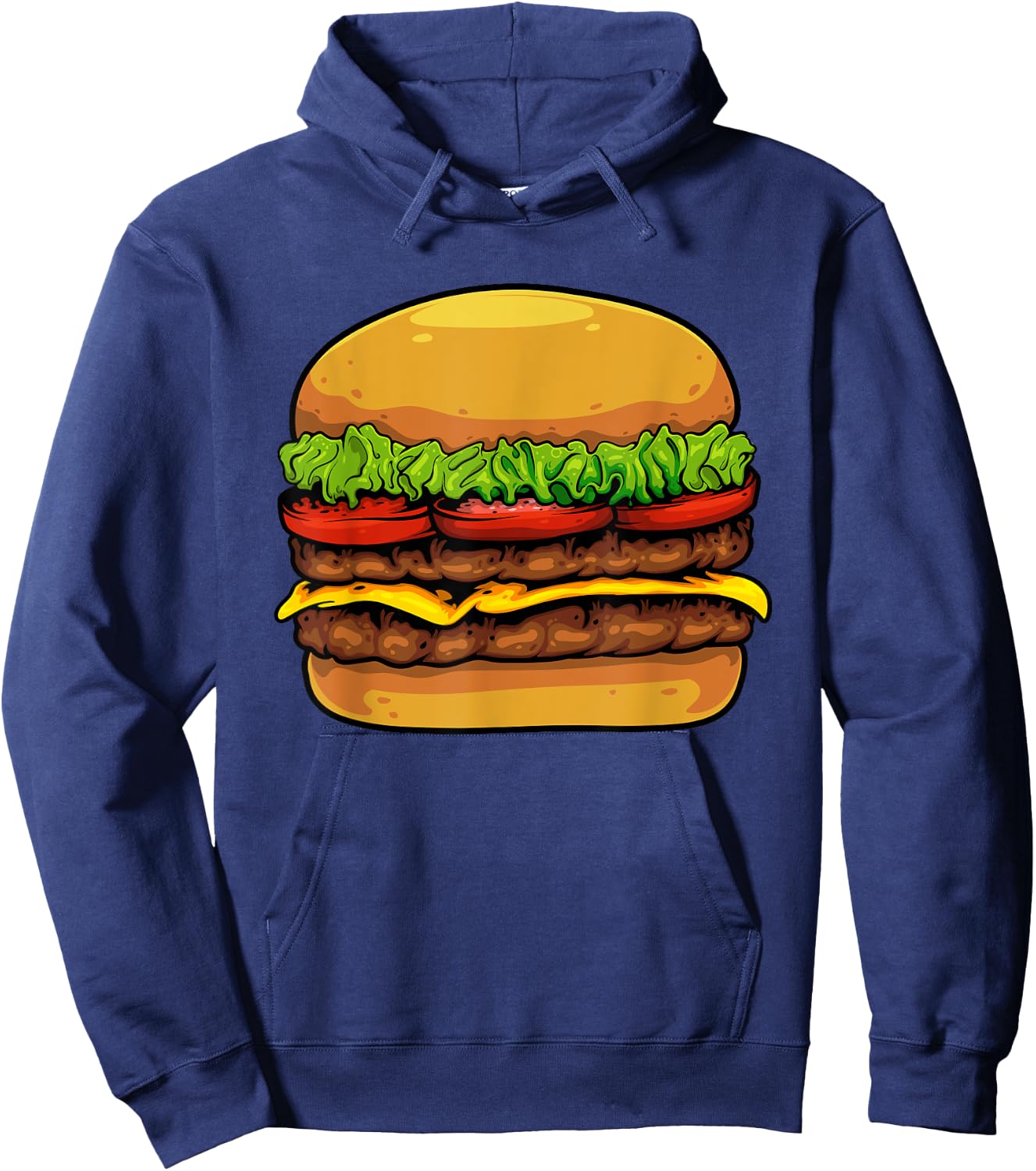 Funny Hamburger Art For Kids Men Women Cheeseburger Lover Hoodie - Hoodie | Navy