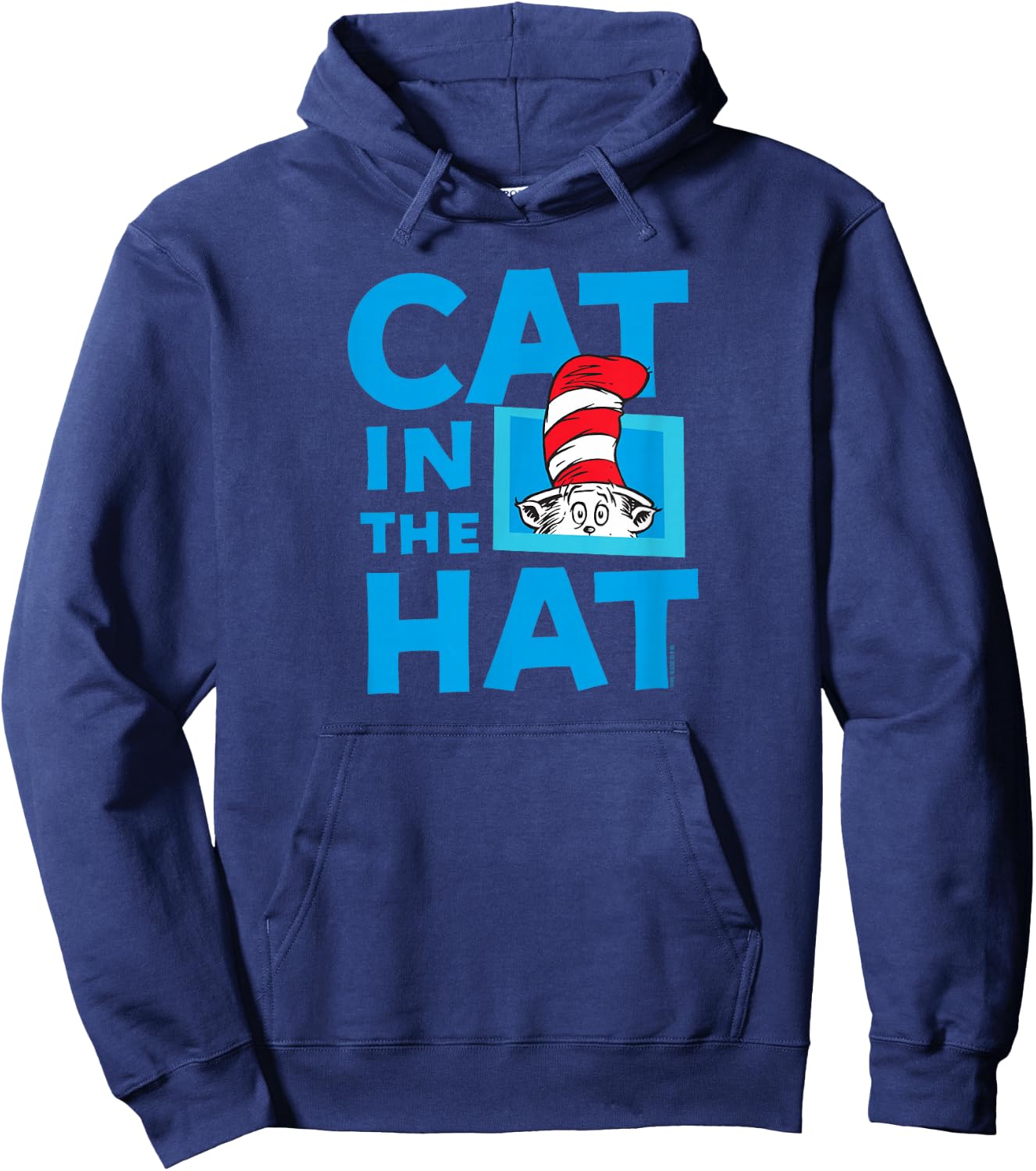 Dr. Seuss Cat in The Hat Logo Officially Licensed Hoodie - Hoodie | Navy