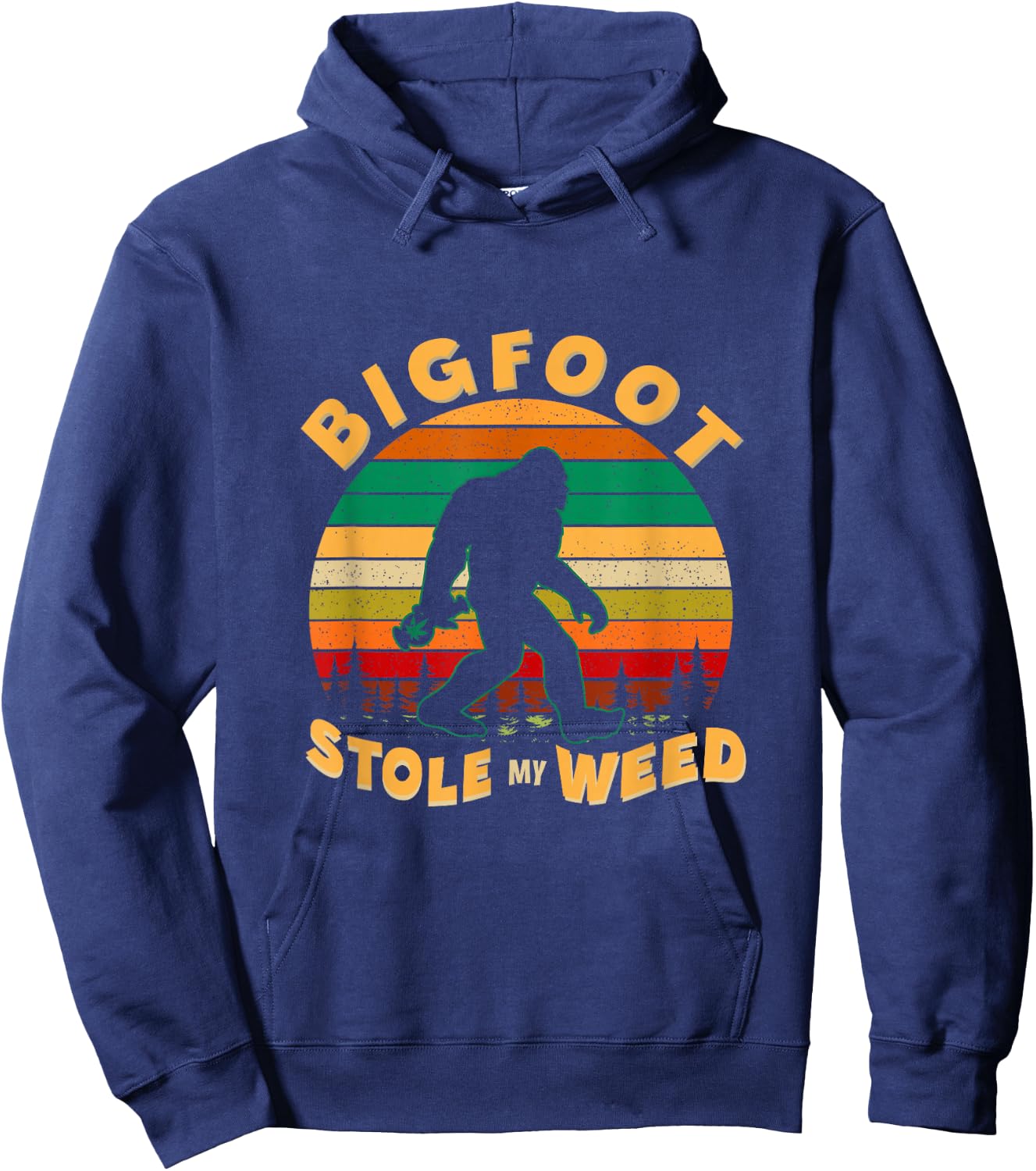 Vintage Bigfoot Stole My Weed Funny 420 Marijuana Men Hoodie - Hoodie | Navy