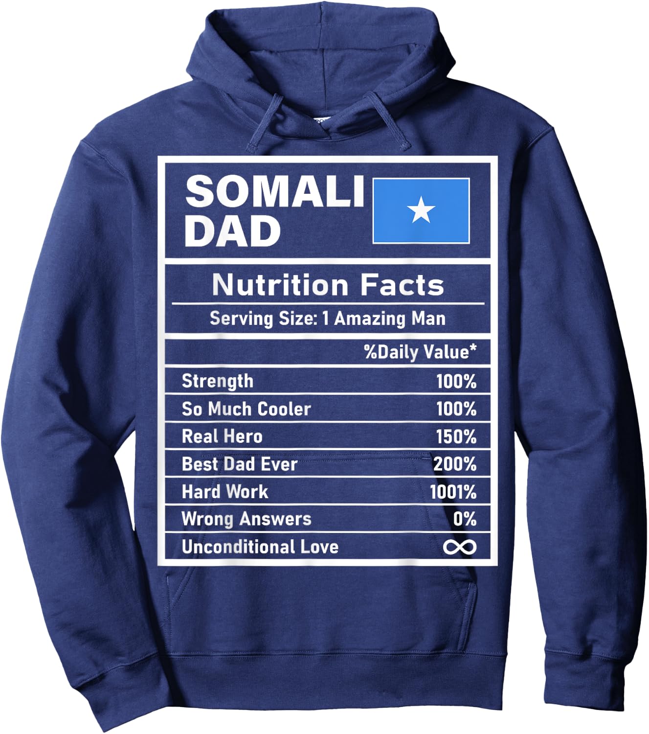 Somali Dad Nutrition Facts Father's Day National Heritage Hoodie - Hoodie | Navy