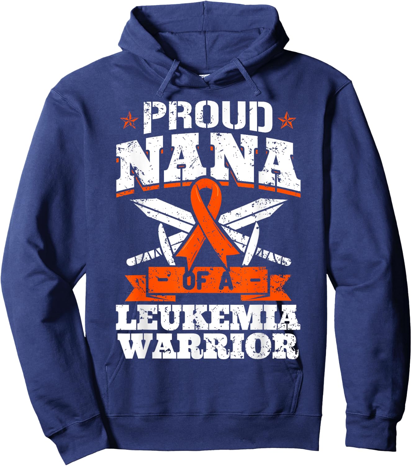 Proud Nana Of A Leukemia Warrior Grandma Awareness Ribbon Hoodie - Hoodie | Navy