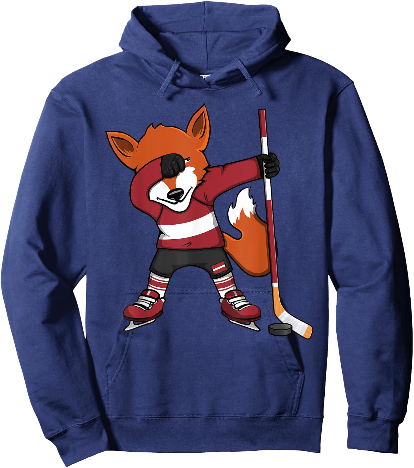 Dabbing Fox Latvia Ice Hockey Fans Jersey Dab Winter Sports Hoodie - Hoodie | Navy