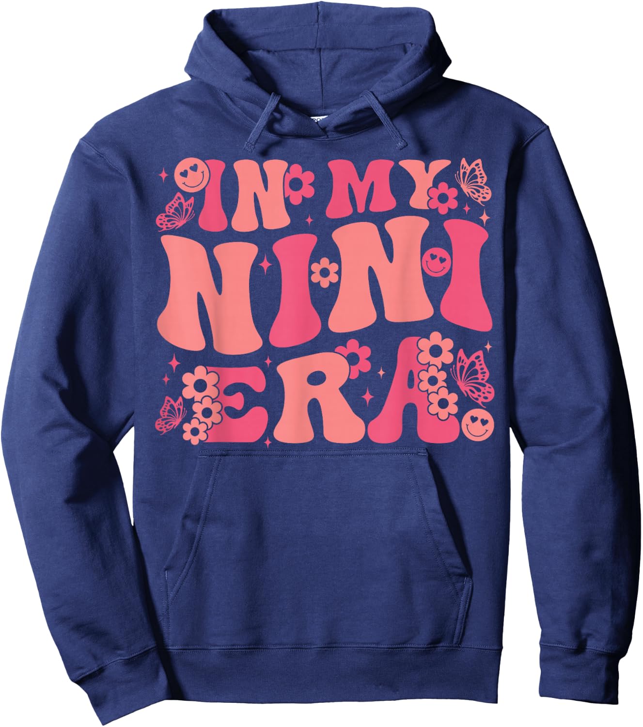 In My Nini Era Baby Announcement for Grandma Mother's Day Hoodie - Hoodie | Navy