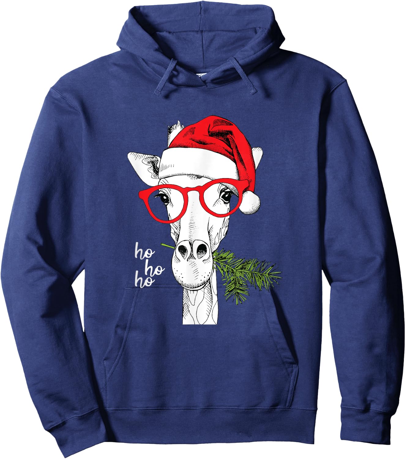 Santa Giraffe Funny Christmas, , Men, Girls, Boys Hoodie - Hoodie | Navy
