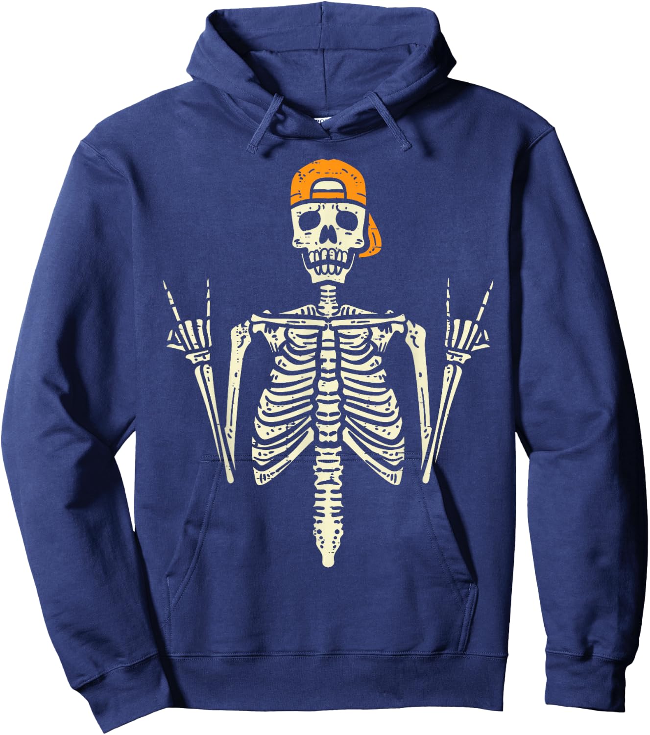 Rocker Skeleton Cap Skater Cool Halloween Punk Rock Men Boys Hoodie - Hoodie | Navy