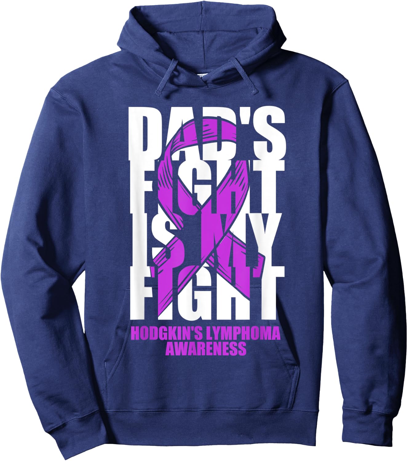 Hodgkin's Lymphoma Awareness Violet Ribbon Dad's Fight Gift Hoodie - Hoodie | Navy
