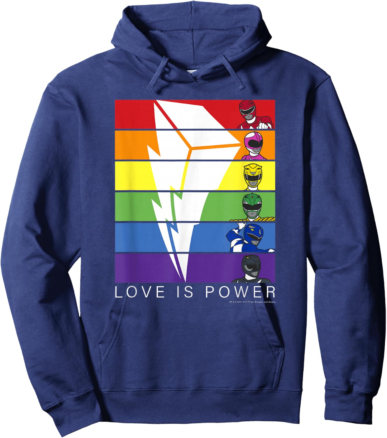 Power Rangers Pride Love is Power Rainbow Panels Small Hoodie - Hoodie | Navy