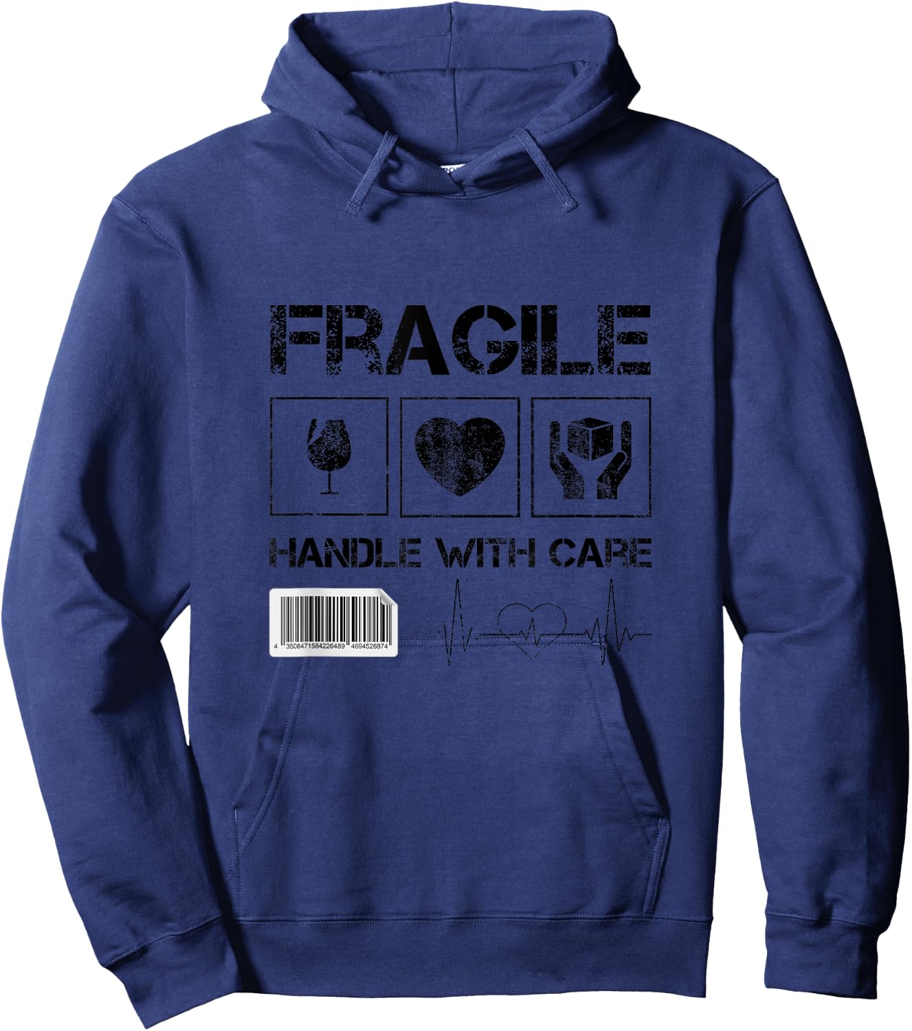 Fragile handle with care graphic and cool designs fun Hoodie - Hoodie | Navy