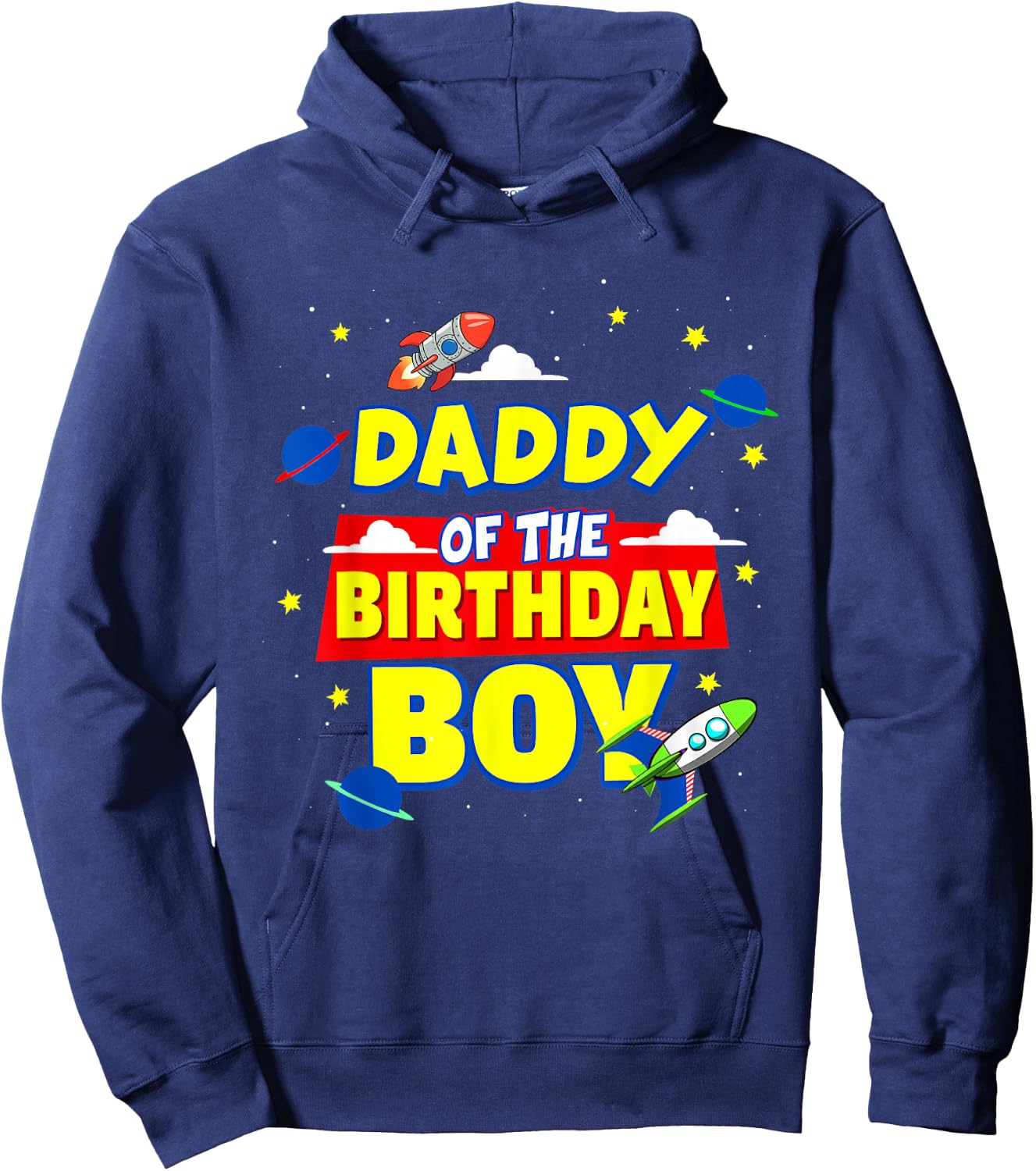 Daddy of The Birthday Astronaut Boy Outer Space Theme Party Hoodie - Hoodie | Navy
