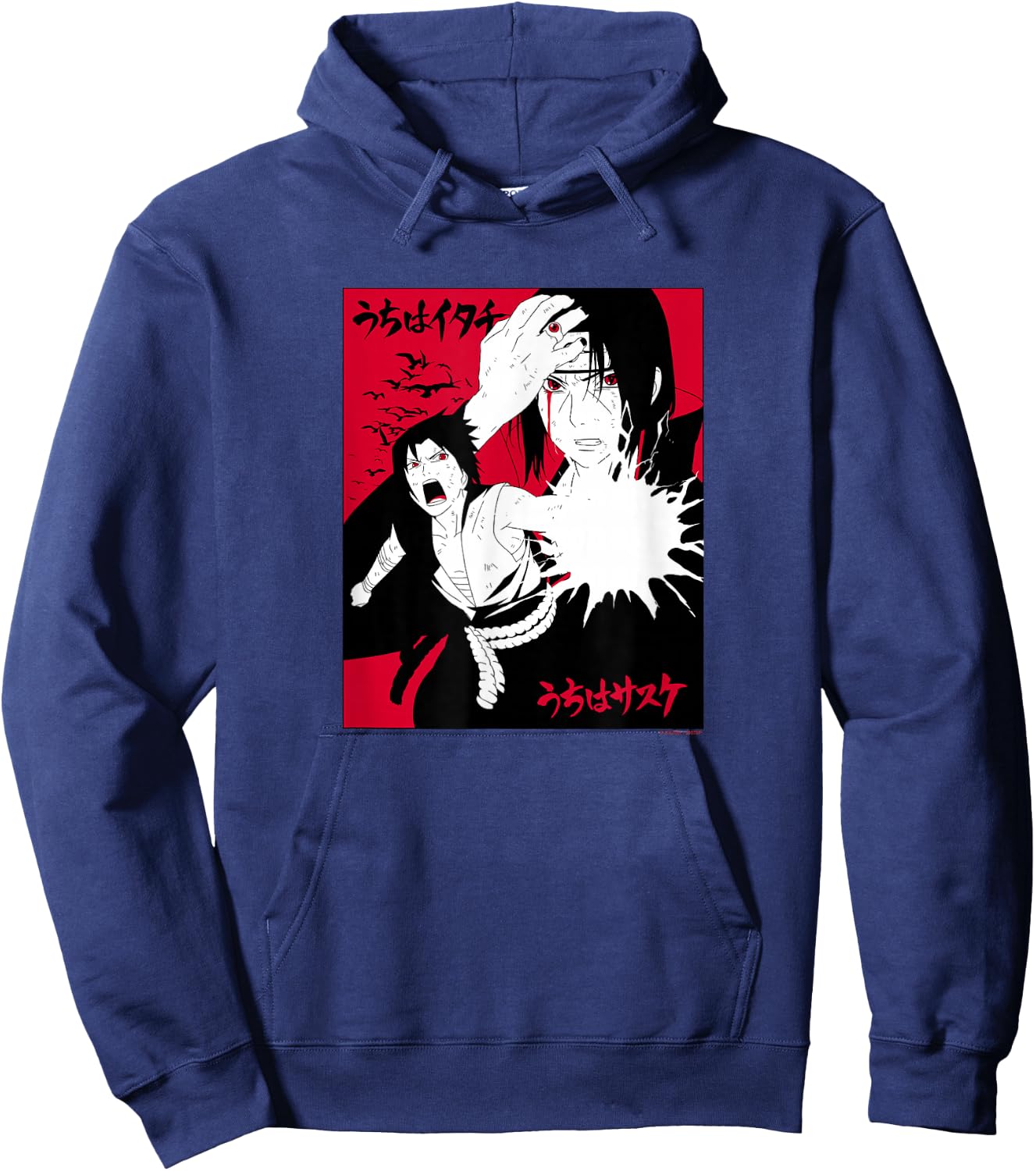 Naruto Shippuden Itachi & Sasuke with Kanji Animed Hoodie - Hoodie | Navy