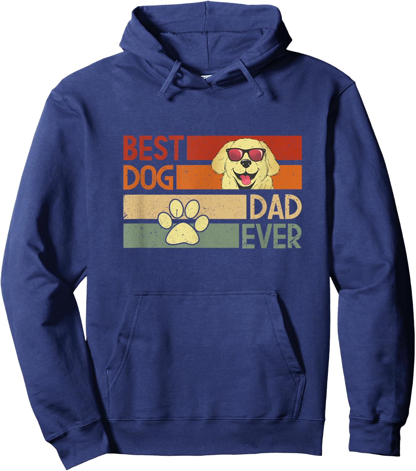 Best dog dad ever, fine message in retro colors Hoodie - Hoodie | Navy