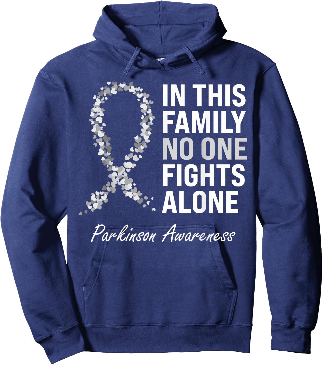 Parkinson Awareness Gray Ribbon Small Hoodie - Hoodie | Navy