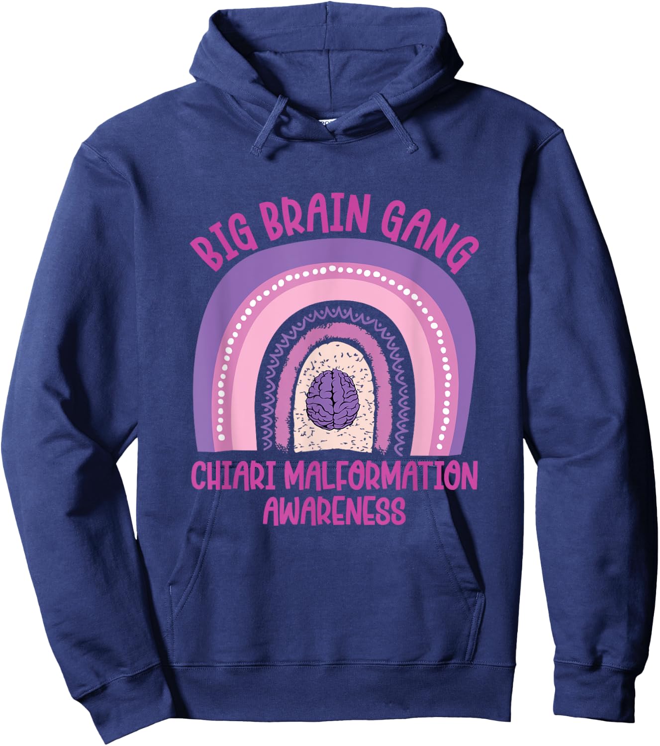 big brain gang Arnold Chiari Malformation awareness Hoodie - Hoodie | Navy