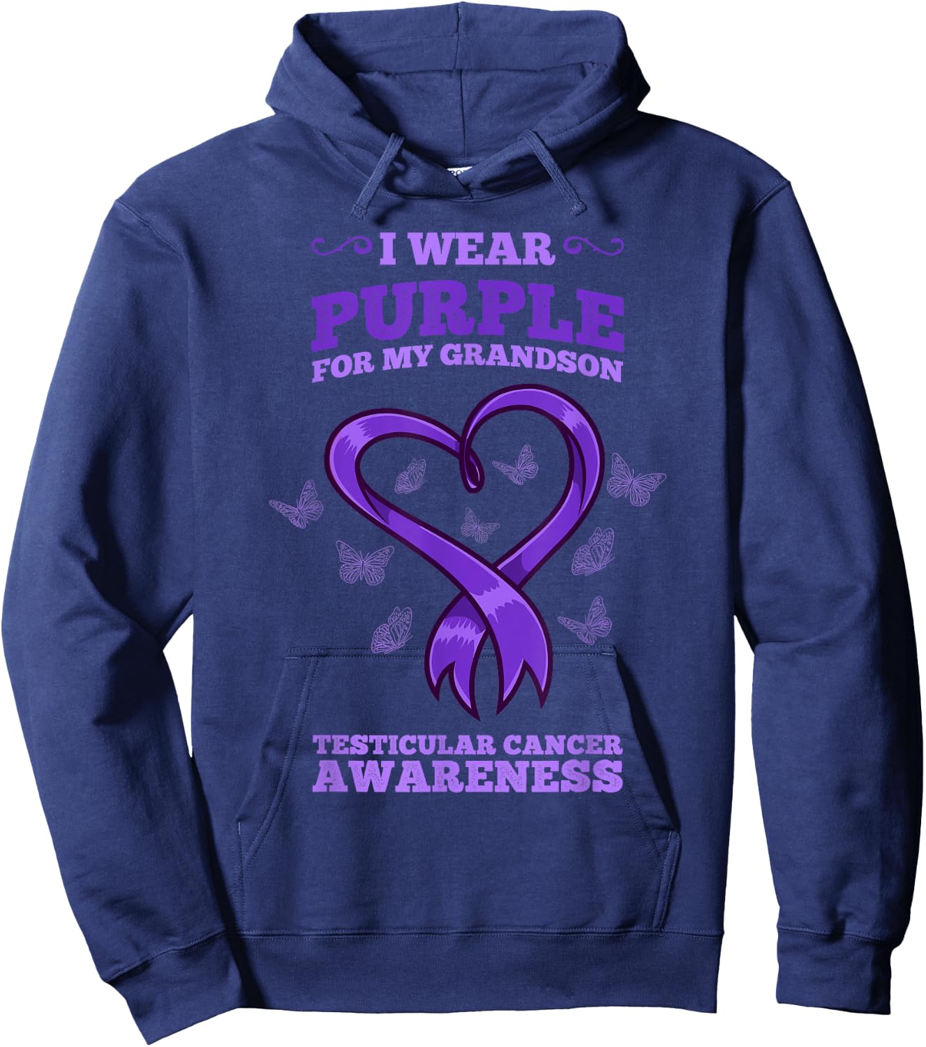 I Wear Purple For My Grandson Testicular Cancer Awareness Hoodie - Hoodie | Navy