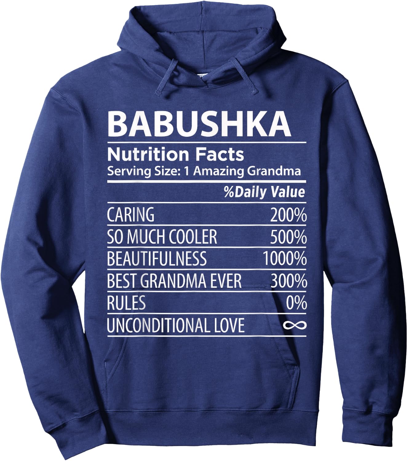 Babushka Nutrition Facts | Funny Russian Grandma Hoodie - Hoodie | Navy