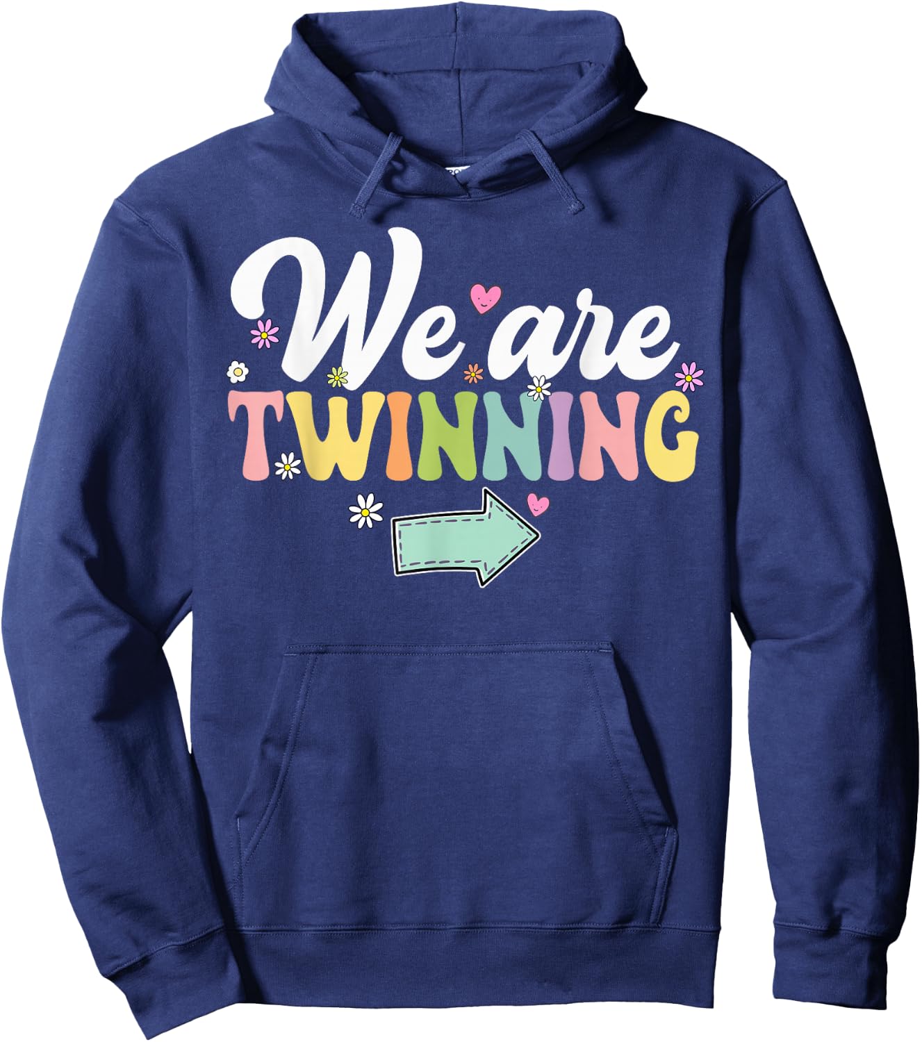 We're Twinning with My Bestie Twin Day Spirit Week Retro 70s Hoodie - Hoodie | Navy