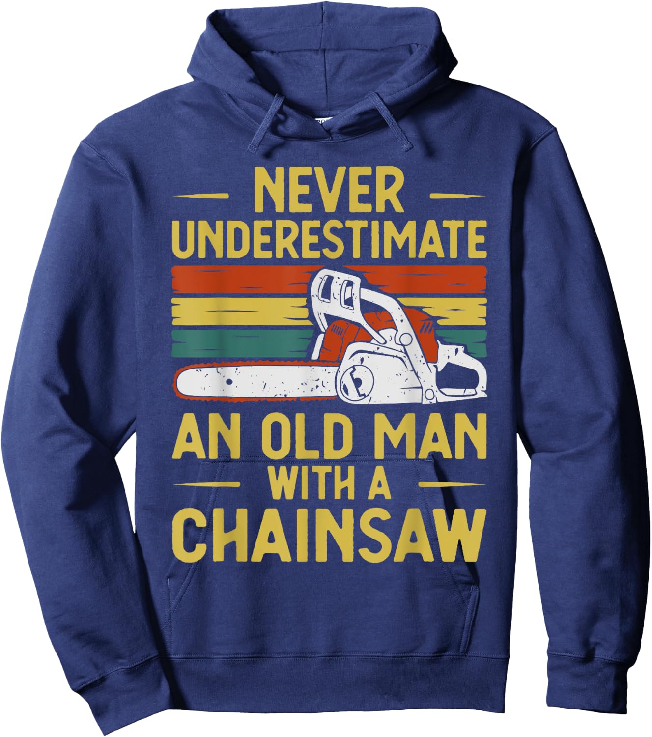 Funny Lumberjack Art Men Dad Chainsaw Arborist Wood Logger Hoodie - Hoodie | Navy