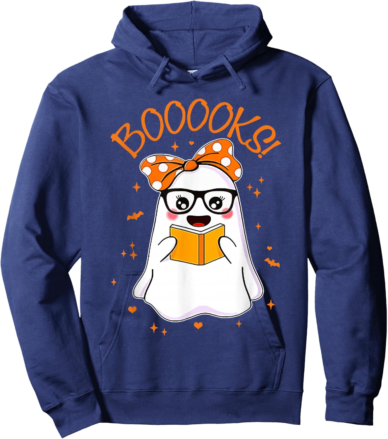 Booooks Ghost Halloween Women Teacher Book Library Reading Hoodie - Hoodie | Navy