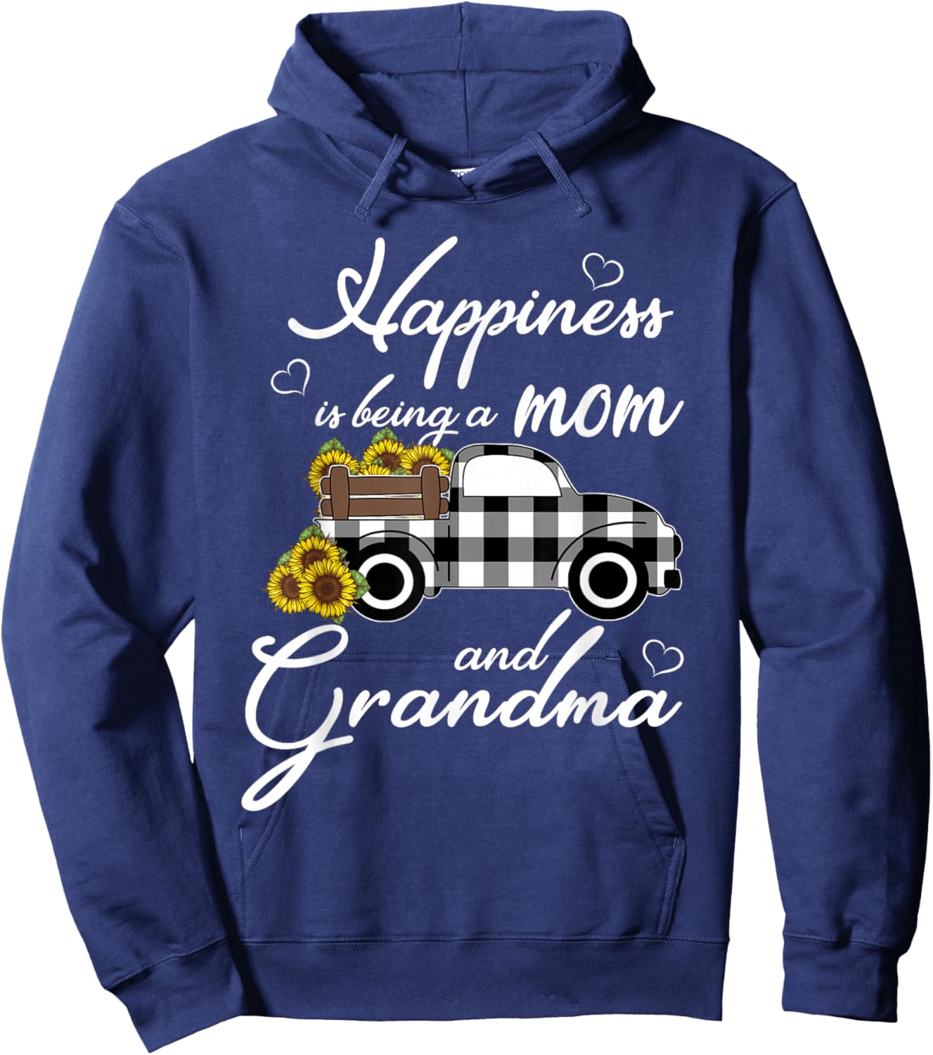 Sunflower Grandma Shirt Happiness is being a Mom and Grandma Hoodie - Hoodie | Navy