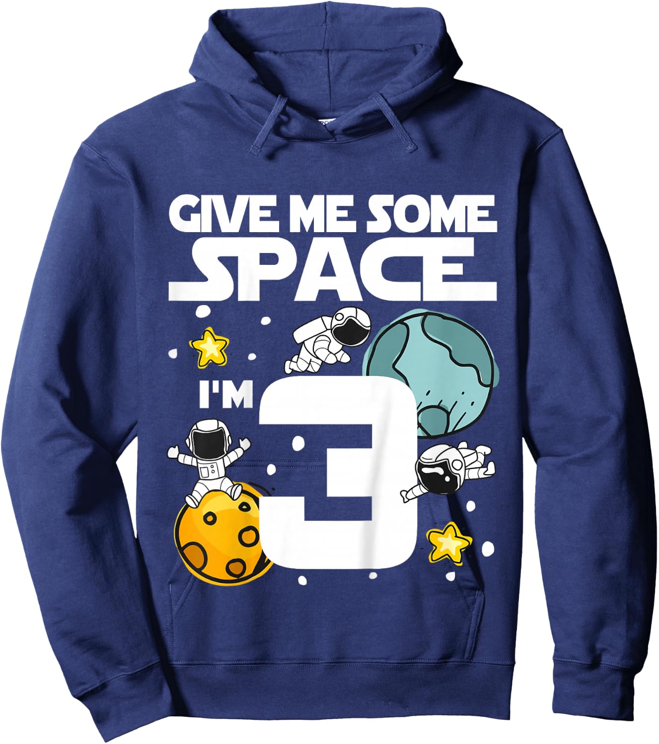 Kids 3 Year Old Outer Space Birthday Planets Astronaut 3rd Gift Hoodie - Hoodie | Navy