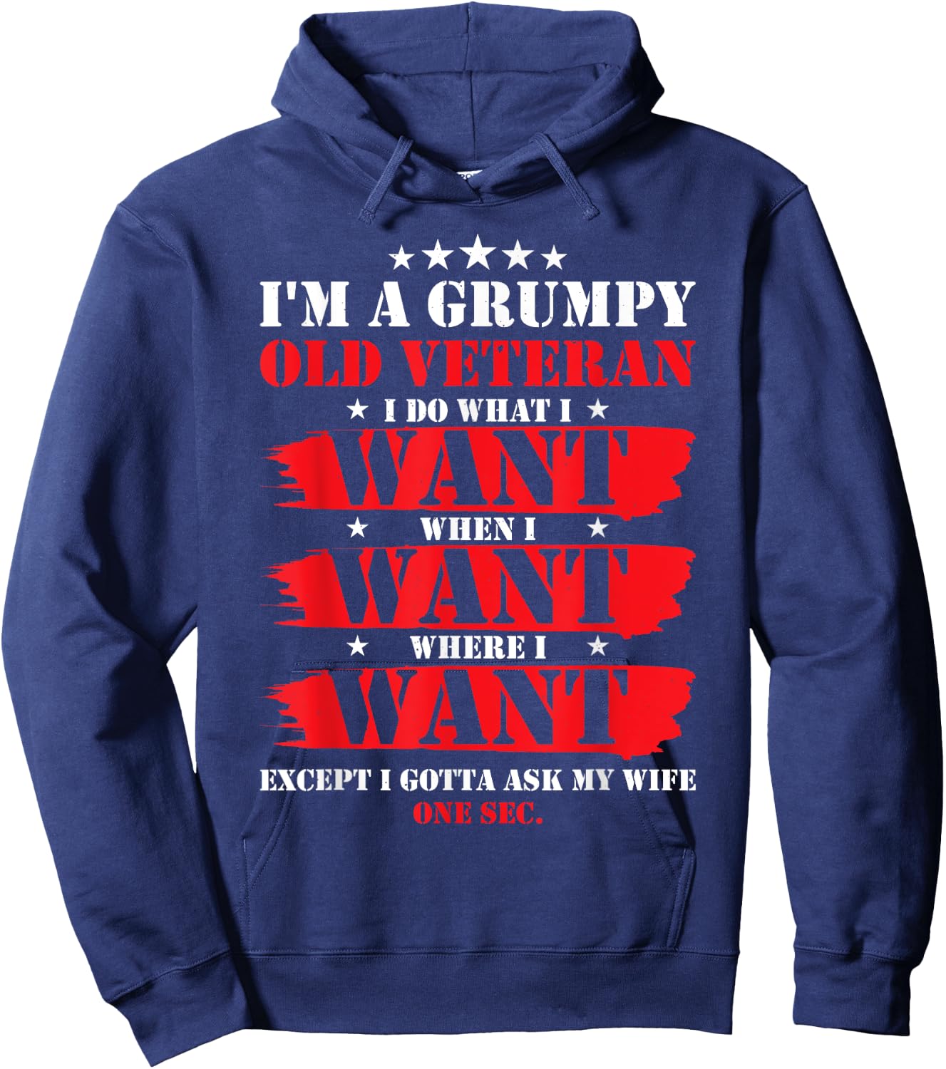 Im A Grumpy Old Veteran Funny Veteran Wife Hoodie - Hoodie | Navy