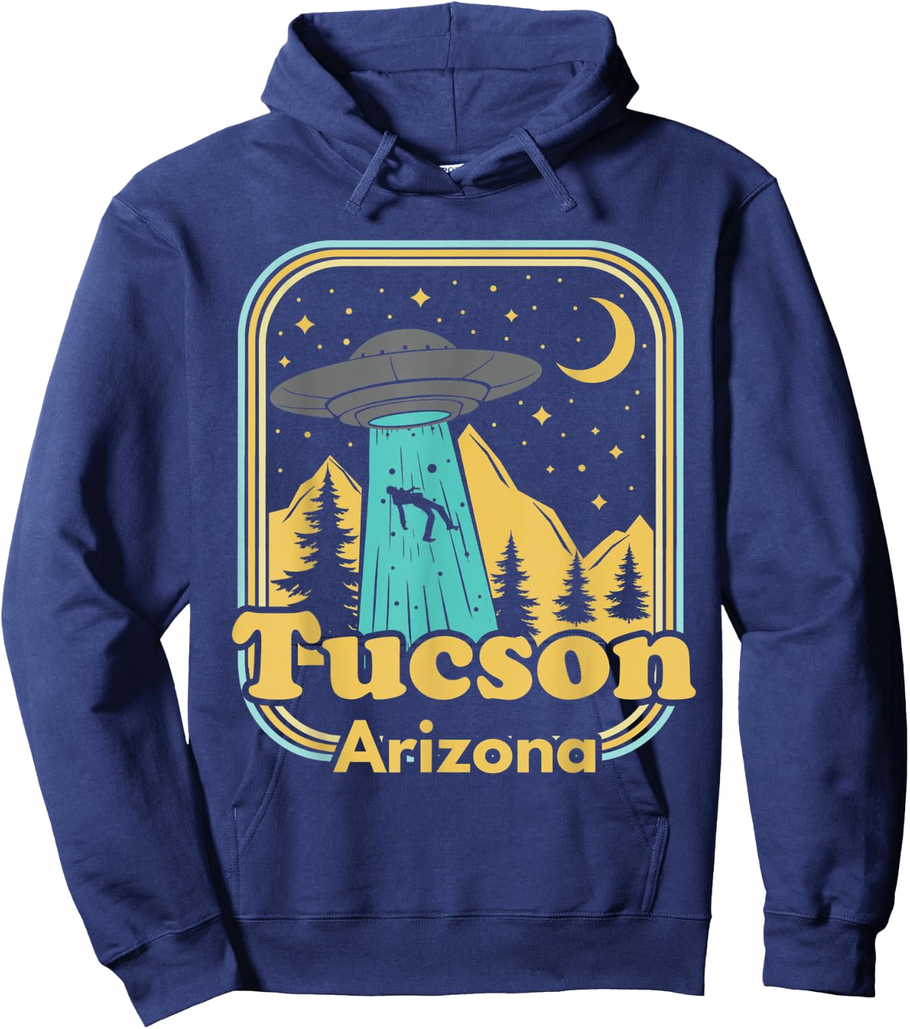 Tucson Arizona UFO Alien Hunter Ironic 80s State Pride Hoodie - Hoodie | Navy