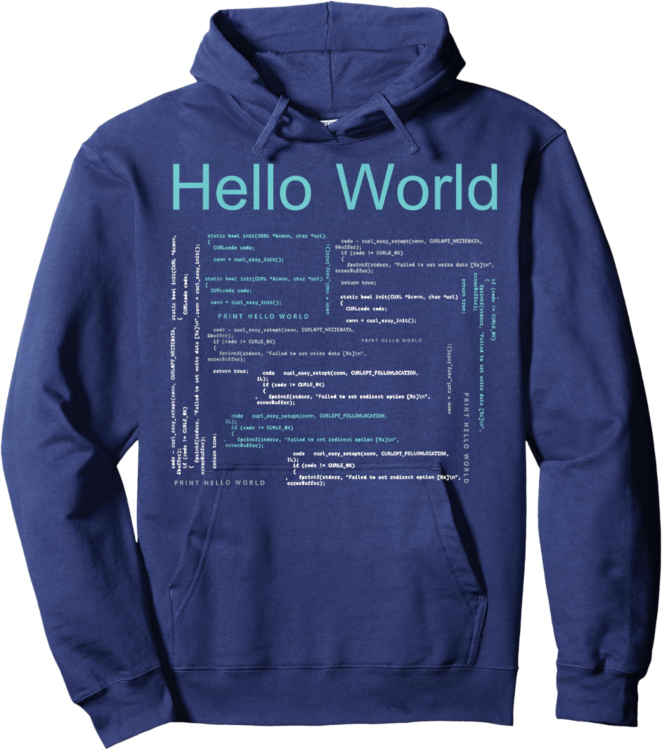 Hello World Funny HTML Code Programmer Language Hoodie - Hoodie | Navy