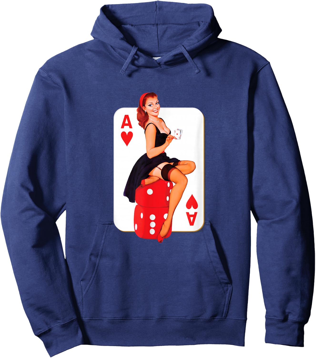 Sexy Vintage Casino Pinup Girl Hoodie - Hoodie | Navy