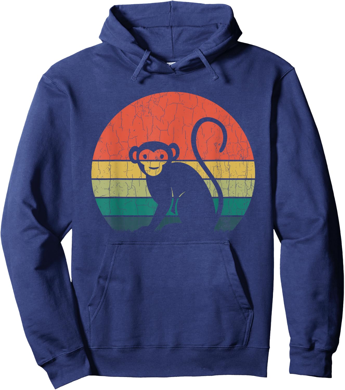 Retro Vintage Chimpanzee Funny Monkey Animal Lover Graphic Hoodie - Hoodie | Navy
