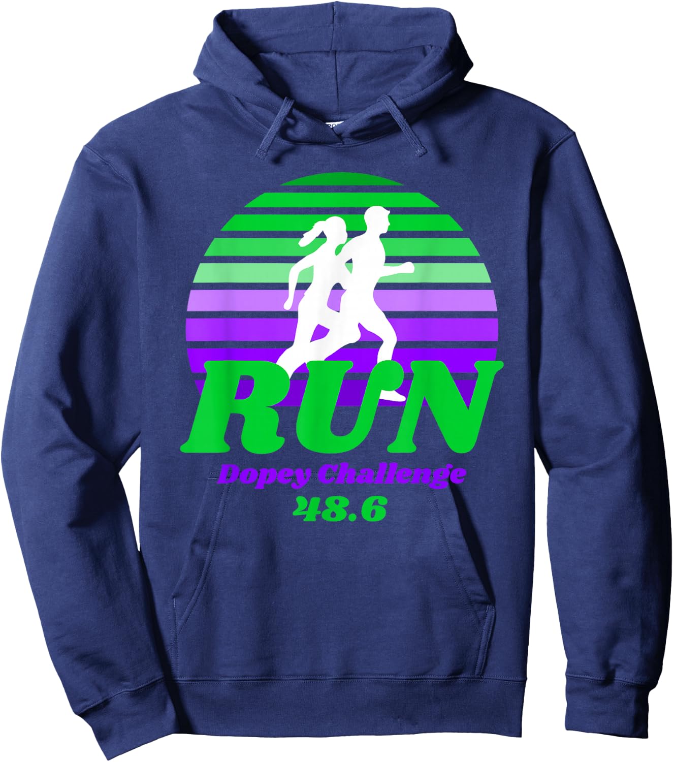 Run Dopey Challenge Sunset Marathon Runner Graphic Hoodie - Hoodie | Navy