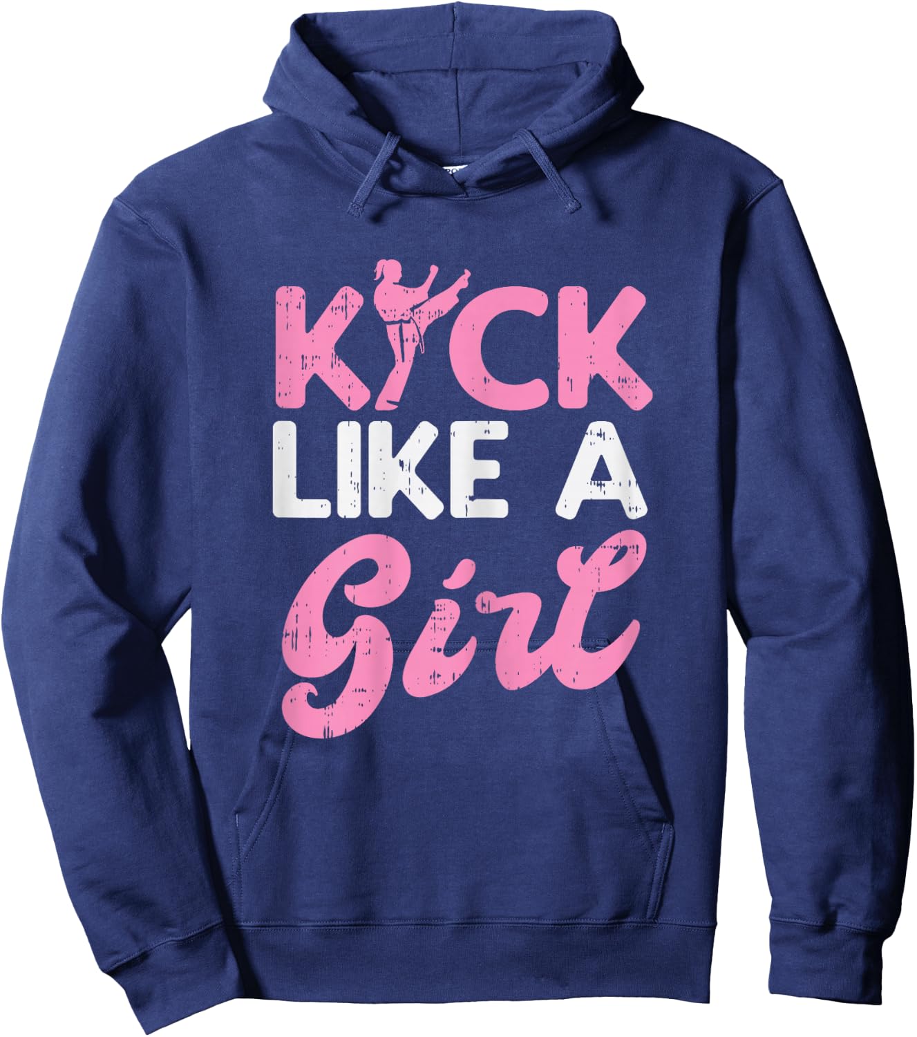 Kick Like Girl Karate Taekwondo Kung Fu Martial Arts Gift Hoodie - Hoodie | Navy