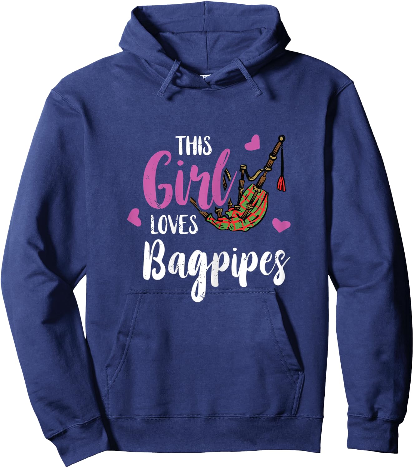 Bagpipe This Girl Loves Funny Bagpipe Scottish Bagpiper Hoodie - Hoodie | Navy