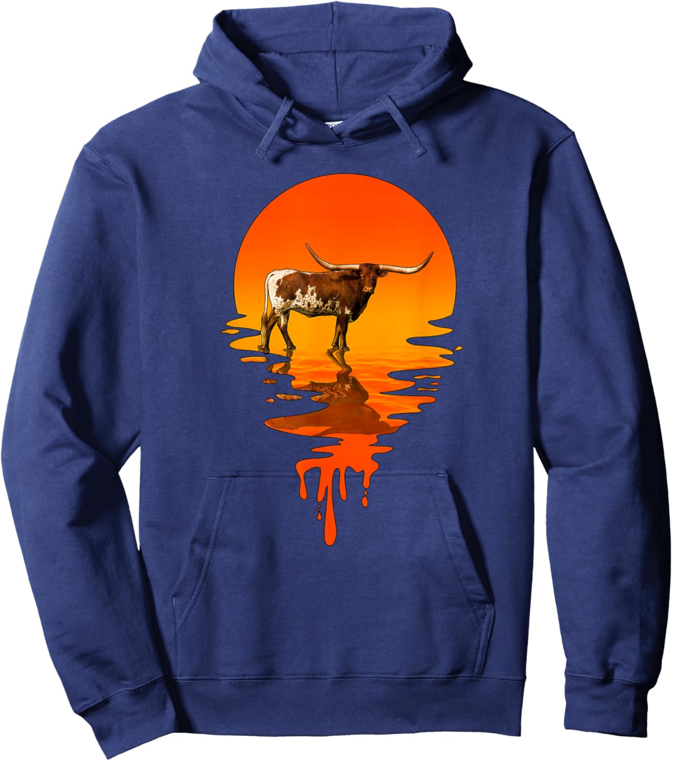 Vintage Retro Style Texas Longhorn Hoodie - Hoodie | Navy