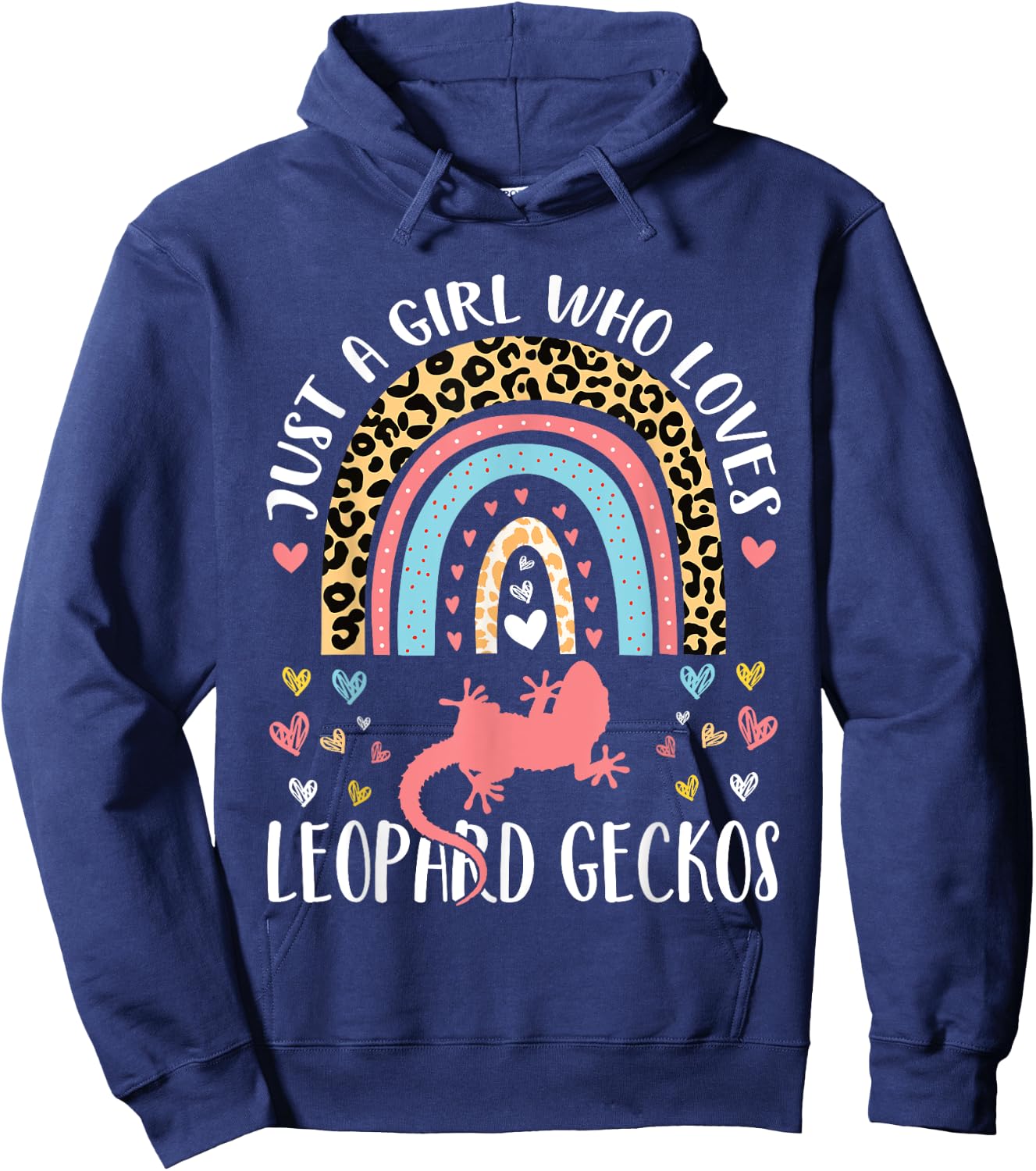 I'm Just A Girl Who Loves Leopard Geckos Lovers Heart Funny Hoodie - Hoodie | Navy