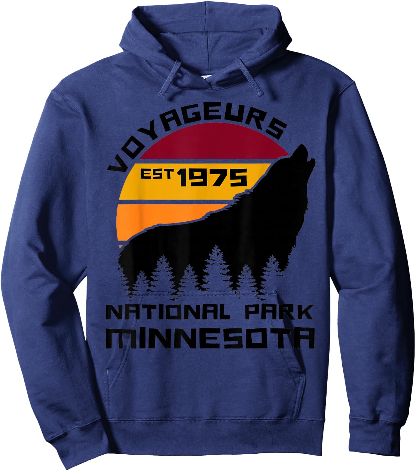 Voyageurs National Park Minnesota Wolf Nature Outdoors Hoodie - Hoodie | Navy